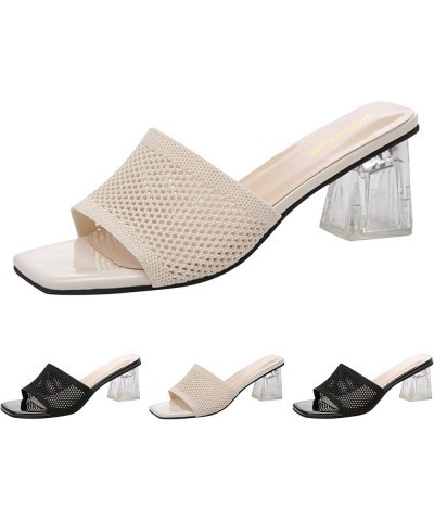 Womens Sandals Dressy Women Sandals Fashion Mesh Comfortable Summer New Pattern Transparent Heel Comfortable Trend Sandals (W...