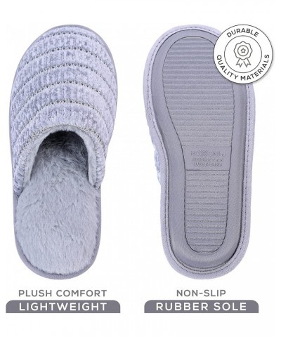 Women Slipper Cozy Memory Foam, Indoor Outdoor Rubber Sole Grey-silver $12.20 Slippers