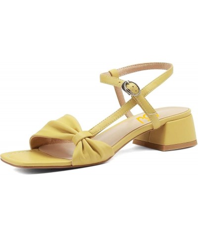 Women Comfy Open Toe Block Low Heel Sandals Fashion Side Buckle Casual Summer Portable Shoes Size 4-15 US Yellow $39.19 Sandals