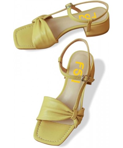 Women Comfy Open Toe Block Low Heel Sandals Fashion Side Buckle Casual Summer Portable Shoes Size 4-15 US Yellow $39.19 Sandals