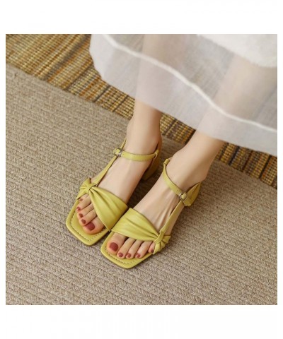 Women Comfy Open Toe Block Low Heel Sandals Fashion Side Buckle Casual Summer Portable Shoes Size 4-15 US Yellow $39.19 Sandals