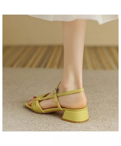 Women Comfy Open Toe Block Low Heel Sandals Fashion Side Buckle Casual Summer Portable Shoes Size 4-15 US Yellow $39.19 Sandals