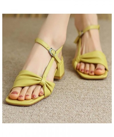 Women Comfy Open Toe Block Low Heel Sandals Fashion Side Buckle Casual Summer Portable Shoes Size 4-15 US Yellow $39.19 Sandals