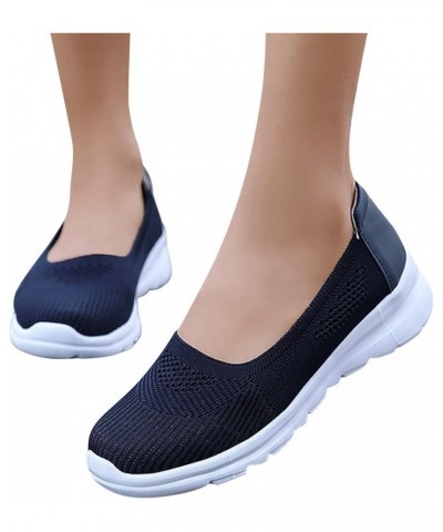 Shoes for Women Sneakers Women Breathable Lace Up Shoes Flats Casual Shoes Unisex Lightweight Work Shoes Bb11-blue $11.99 Ath...