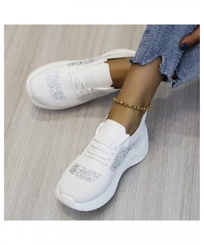 Fashion Canvas Sneakers Shoes Women's Breathable Running Shoes Flying Mesh Athletic Shoes Thick Sole Non-Slip White $16.84 Boots