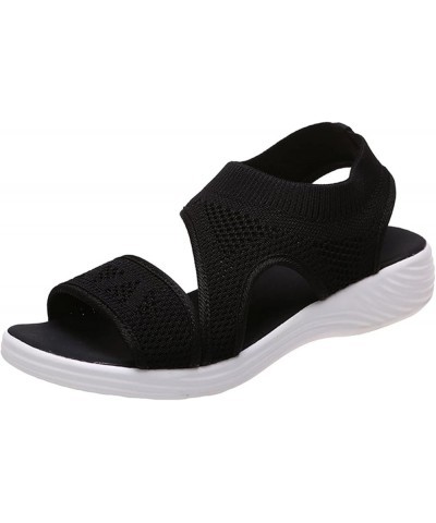 Sandals Women Heels Platform, Women's Wedge Sandals Open Toe Outdoor Round Toe Casual Sandals Retro Black Sandals B-black $13...