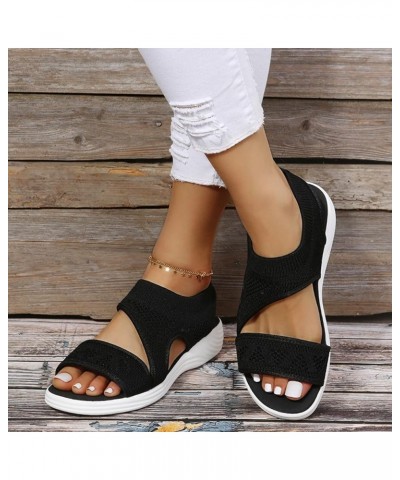 Sandals Women Heels Platform, Women's Wedge Sandals Open Toe Outdoor Round Toe Casual Sandals Retro Black Sandals B-black $13...