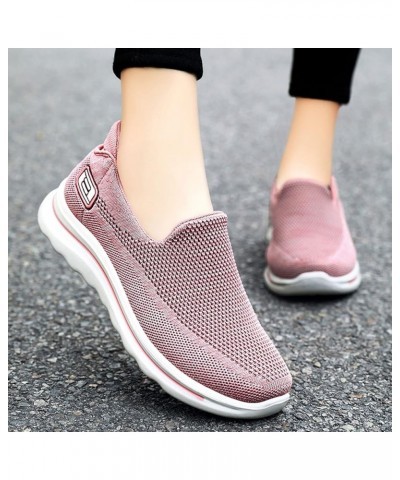 Women's Walking Shoes Arch Support Knit Upper Non Slip Shoes Breathable Lightweight - Womens Platform Sneakers Pink 3 $20.98 ...