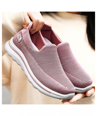 Women's Walking Shoes Arch Support Knit Upper Non Slip Shoes Breathable Lightweight - Womens Platform Sneakers Pink 3 $20.98 ...