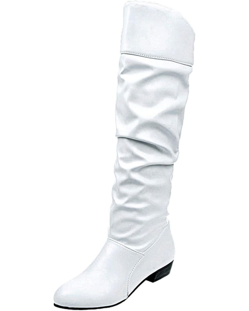 Brown Knee High Boots for Women Wide Calf Extra Wide Calf Knee High Boots for Women Plus Size White Cowboy Boots Women Size 5...