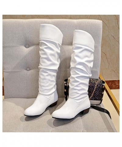 Brown Knee High Boots for Women Wide Calf Extra Wide Calf Knee High Boots for Women Plus Size White Cowboy Boots Women Size 5...