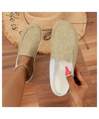 Womens Wedge Flip Flops Sandals with Arch Support Canvas Mules Garden Loafer Shoes Comfortable Slip on Mule Backless Holiday ...