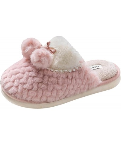 Fashion Winter Women Slippers Flat Bottom Soft Bottom Plush Warm And Comfortable Round Cute Animal Slippers for Red $13.10 Sl...