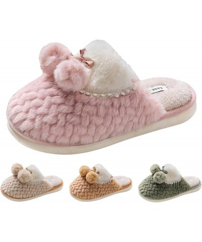 Fashion Winter Women Slippers Flat Bottom Soft Bottom Plush Warm And Comfortable Round Cute Animal Slippers for Red $13.10 Sl...