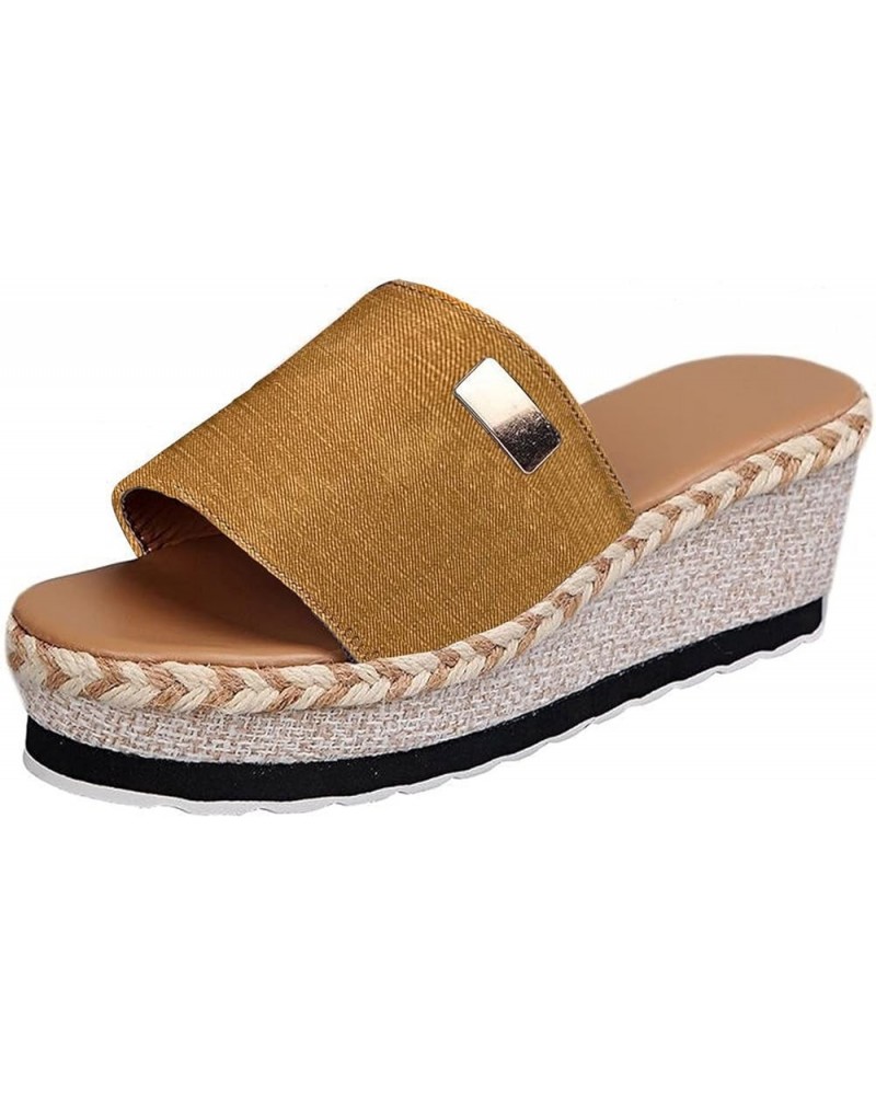 Womens Platform Slide Sandal Outdoor Thick Bottom Wedges Non-Slip Home Slippers Beach Sandals Orange $13.95 Sandals