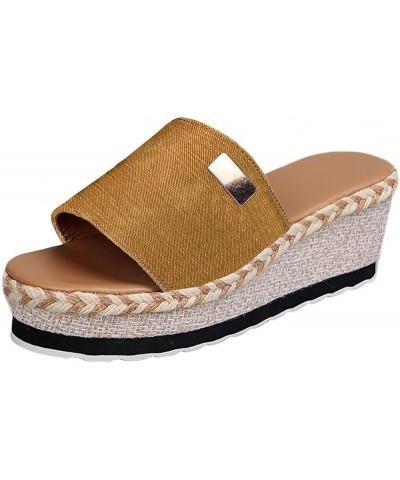 Womens Platform Slide Sandal Outdoor Thick Bottom Wedges Non-Slip Home Slippers Beach Sandals Orange $13.95 Sandals