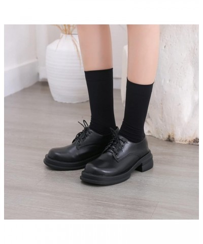 Woman Round Toe Chunky Low Heels Lace Up Comfortable School Uniform Dress Shoes Lightweight Walking Shoes for Girl Black $30....