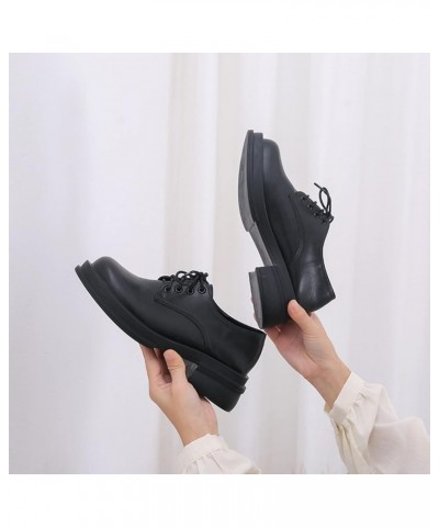 Woman Round Toe Chunky Low Heels Lace Up Comfortable School Uniform Dress Shoes Lightweight Walking Shoes for Girl Black $30....