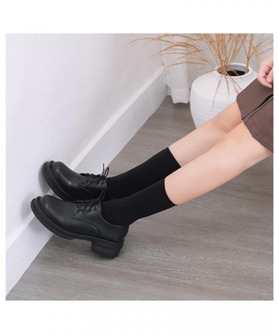 Woman Round Toe Chunky Low Heels Lace Up Comfortable School Uniform Dress Shoes Lightweight Walking Shoes for Girl Black $30....