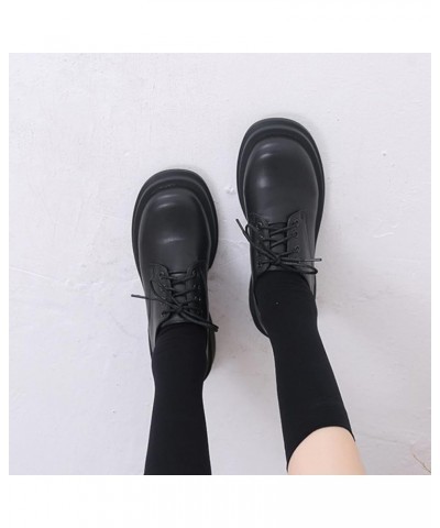 Woman Round Toe Chunky Low Heels Lace Up Comfortable School Uniform Dress Shoes Lightweight Walking Shoes for Girl Black $30....