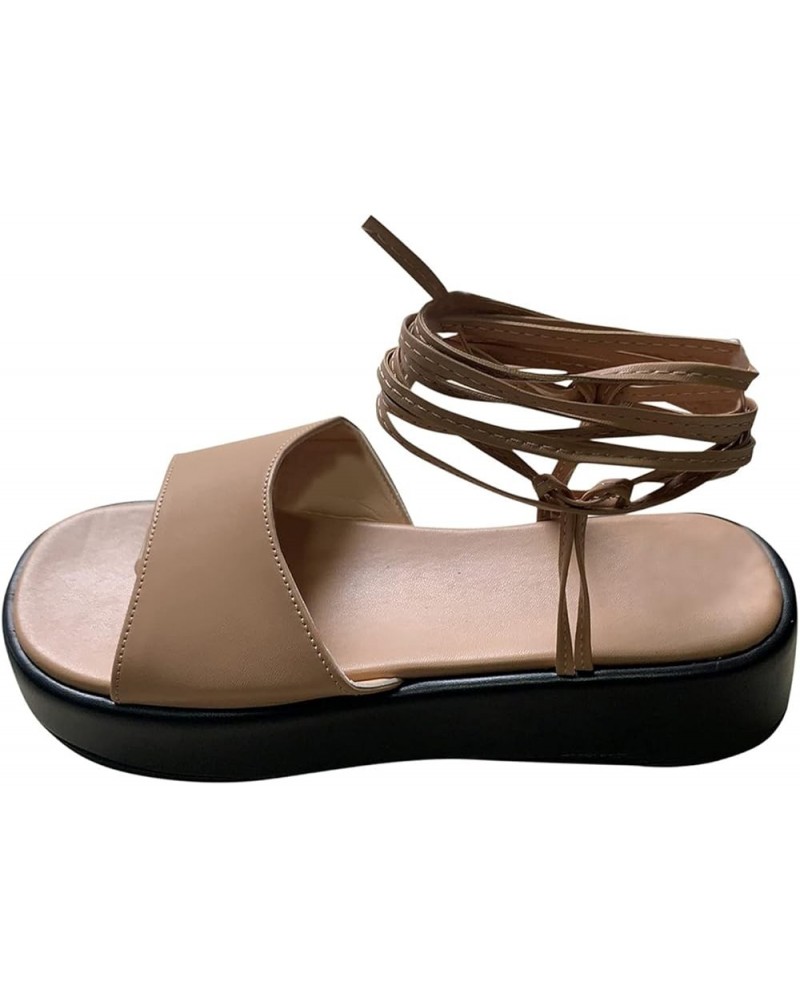 Platform Sandals for Women Fashion Summer Ankle Sandals Beach Sandals Women's Platform Sandals Strap Women's 7.5 Khaki $14.51...