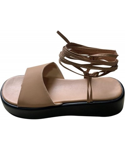 Platform Sandals for Women Fashion Summer Ankle Sandals Beach Sandals Women's Platform Sandals Strap Women's 7.5 Khaki $14.51...