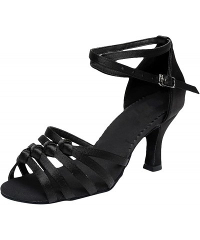 Dance Shoes For Girls Size 2 Black Heeled Sandals For Women Dressy Women Dance Shoes White Comfy Sandals For Women Sho Black-...