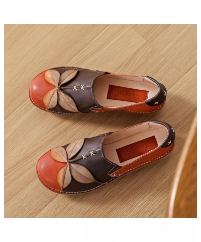 Women's Loafers Casual Shoes Dress Slip on Leather Multi Color Soft Walking Latex Insoles Lady Shoes A/Orange $38.40 Loafers ...