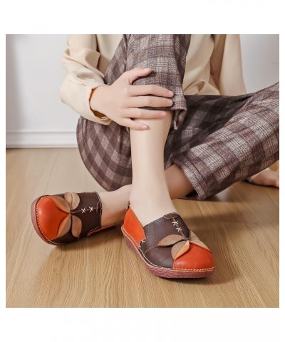 Women's Loafers Casual Shoes Dress Slip on Leather Multi Color Soft Walking Latex Insoles Lady Shoes A/Orange $38.40 Loafers ...