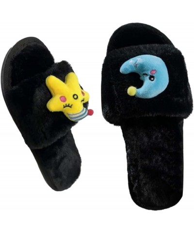 Slippers Casual Plush Flat Women's Slippers Home Slip On Slippers for Women Casual Comfortable Open Toe Slippers Black $10.18...