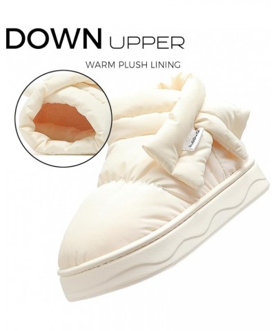 Women Men Winter Boots Slippers Home Warm Fleece Booties Slipper Anti Slip House Shoes Indoor Outdoor White $19.88 Slippers