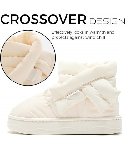 Women Men Winter Boots Slippers Home Warm Fleece Booties Slipper Anti Slip House Shoes Indoor Outdoor White $19.88 Slippers