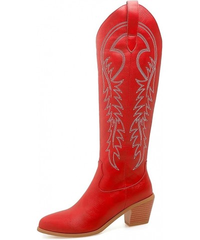 Embroidered Cowboy Boots for Women Faux Fur Linned White Cowgirl Boots 80 Red $32.18 Boots