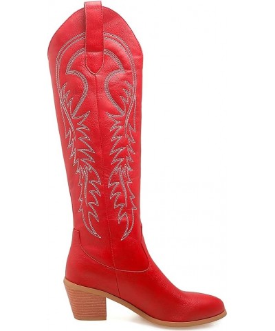 Embroidered Cowboy Boots for Women Faux Fur Linned White Cowgirl Boots 80 Red $32.18 Boots