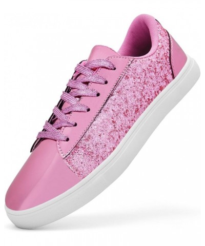 Women's Glitter Shoes Fashion Shiny Sequin Sneakers Tennis Sparkly Shoes Rhinestone Bling Shoes with Lace up Pink $13.04 Athl...