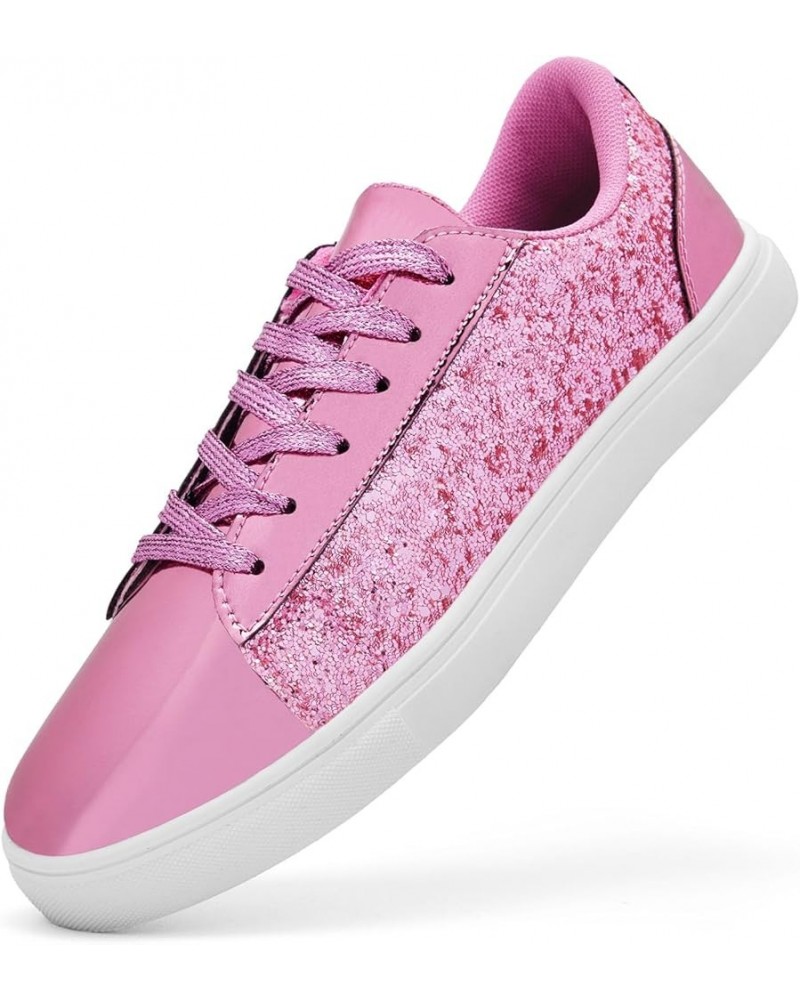 Women's Glitter Shoes Fashion Shiny Sequin Sneakers Tennis Sparkly Shoes Rhinestone Bling Shoes with Lace up Pink $13.04 Athl...