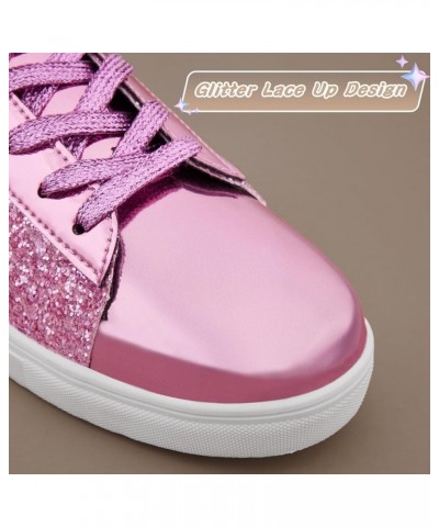 Women's Glitter Shoes Fashion Shiny Sequin Sneakers Tennis Sparkly Shoes Rhinestone Bling Shoes with Lace up Pink $13.04 Athl...