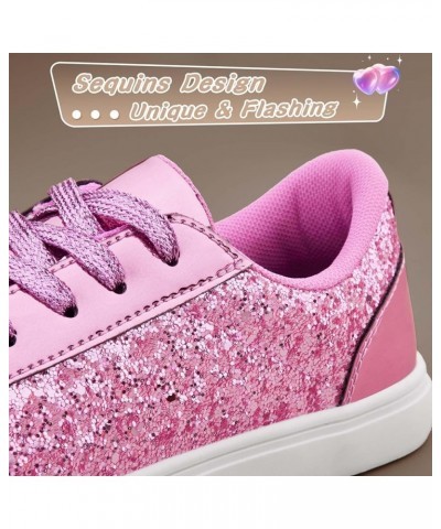 Women's Glitter Shoes Fashion Shiny Sequin Sneakers Tennis Sparkly Shoes Rhinestone Bling Shoes with Lace up Pink $13.04 Athl...