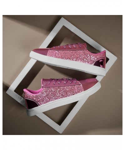 Women's Glitter Shoes Fashion Shiny Sequin Sneakers Tennis Sparkly Shoes Rhinestone Bling Shoes with Lace up Pink $13.04 Athl...