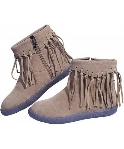 NANFAN Snow Boots for Womens Winter Warm Fringed Boots European Style Short Ankle Boots Ladies Outdoor Hiking Suede Boots,Bla...