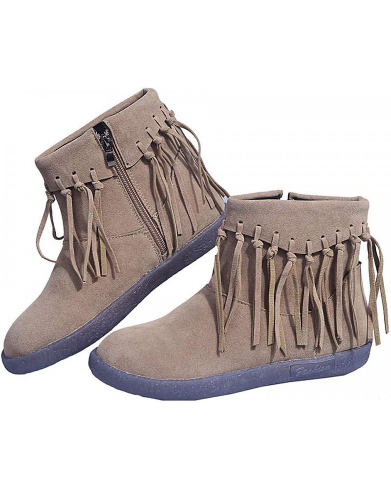 NANFAN Snow Boots for Womens Winter Warm Fringed Boots European Style Short Ankle Boots Ladies Outdoor Hiking Suede Boots,Bla...