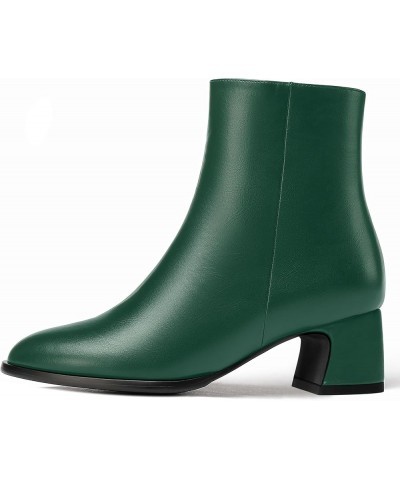 Womens Evening Round Toe Travel Zip Matte Chunky Low Heel Ankle High Boots 2 Inch Dark Green $34.39 Boots