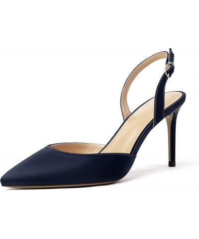 Women's High Heels Slingback D'Orsay Summer Sandals Pointed Toe Comfy Stilettos Dress Shoes Navy $30.09 Sandals