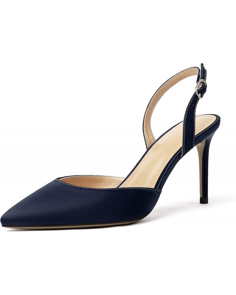 Women's High Heels Slingback D'Orsay Summer Sandals Pointed Toe Comfy Stilettos Dress Shoes Navy $30.09 Sandals