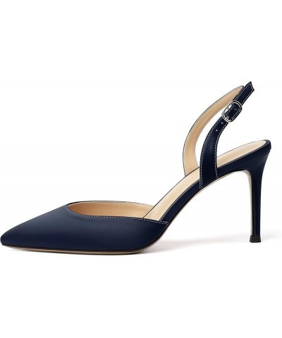 Women's High Heels Slingback D'Orsay Summer Sandals Pointed Toe Comfy Stilettos Dress Shoes Navy $30.09 Sandals