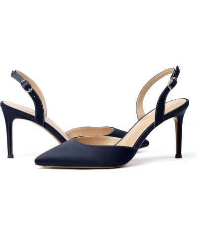 Women's High Heels Slingback D'Orsay Summer Sandals Pointed Toe Comfy Stilettos Dress Shoes Navy $30.09 Sandals