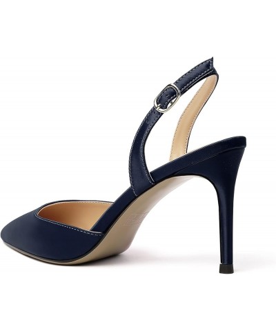 Women's High Heels Slingback D'Orsay Summer Sandals Pointed Toe Comfy Stilettos Dress Shoes Navy $30.09 Sandals