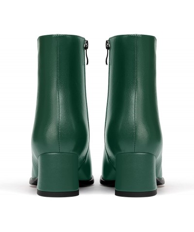 Womens Evening Round Toe Travel Zip Matte Chunky Low Heel Ankle High Boots 2 Inch Dark Green $34.39 Boots