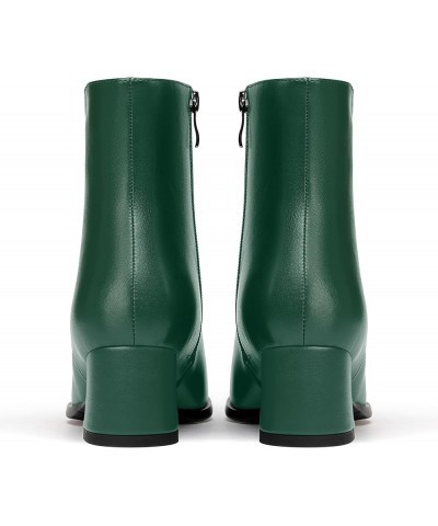 Womens Evening Round Toe Travel Zip Matte Chunky Low Heel Ankle High Boots 2 Inch Dark Green $34.39 Boots