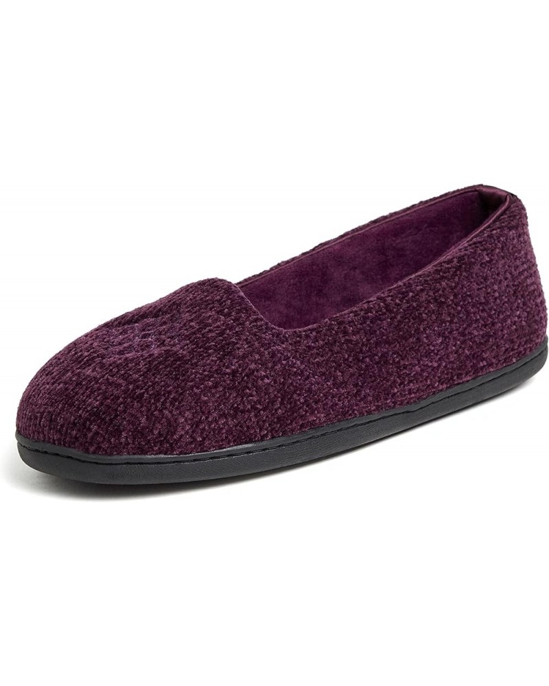 Women's Rebecca Lightweight Cozy Memory Foam Closed Back Slipper with Wide Widths Aubergine Chenille $15.67 Slippers